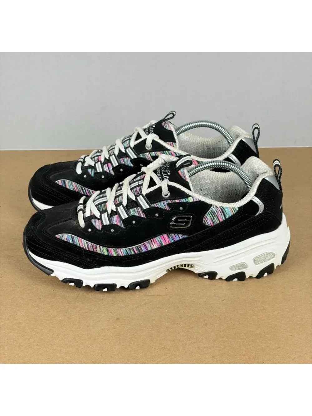 Skechers D'Lites Interlude Athletic Walking Shoes Womens 8 Wide Black Multicolor